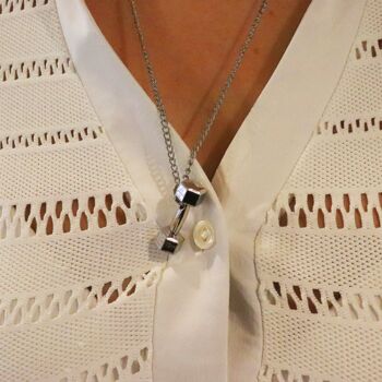 Personalised Silver Coloured Dumbbell Pendant Necklace, 5 of 9