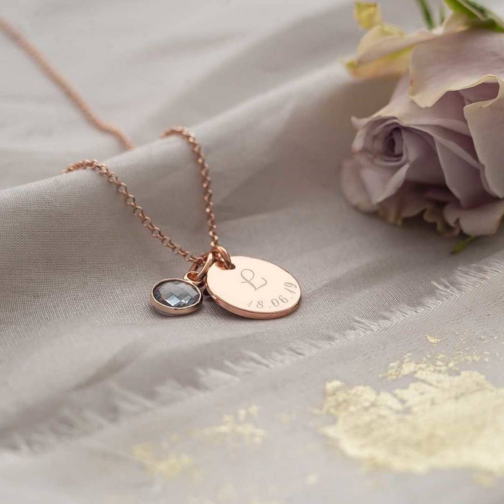 personalised script initial and date necklace by bloom boutique ...