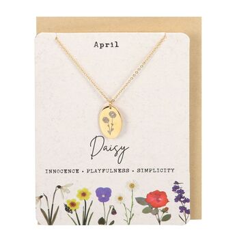 April Daisy Birth Flower Necklace Card, 2 of 4