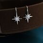 Starburst Drop Hook Earrings In Sterling Silver, thumbnail 8 of 12