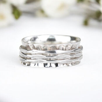 Personalised Hammered Sterling Silver Spinner Ring, 3 of 10