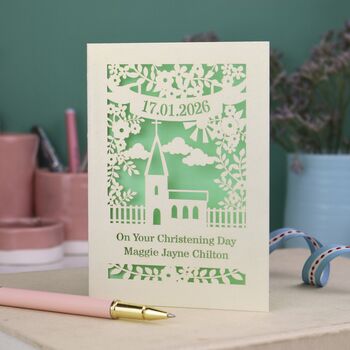 Personalised Papercut Floral Christening Card, 7 of 8