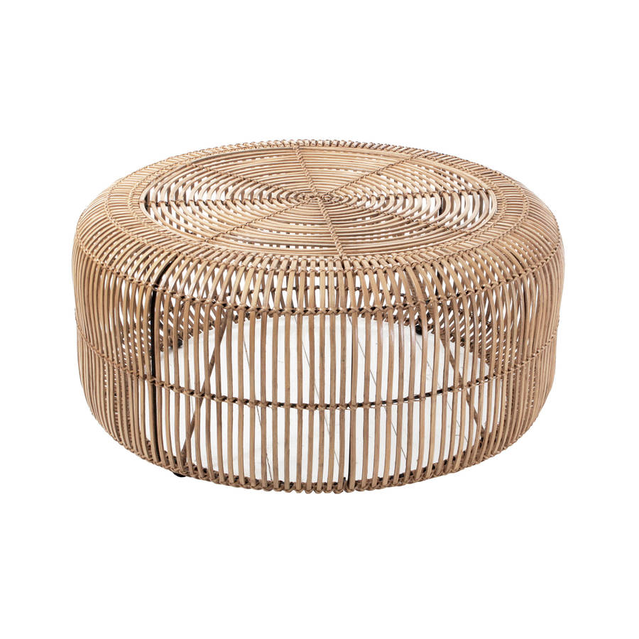 Round Wicker Coffee Table : Handcrafted Twisted Round Rattan Coffee