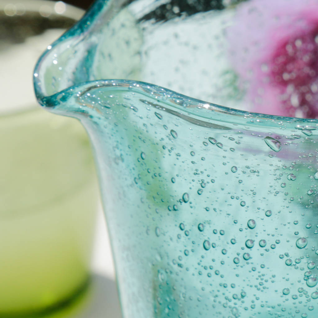 Blue Lagoon Glass Bubble Pitcher By Dibor