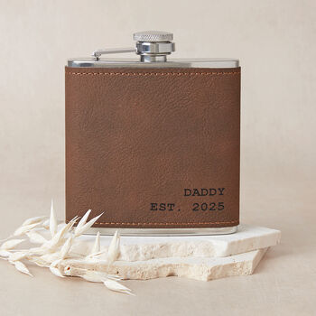 Personalised Dad Established Leather Hip Flask, 3 of 6