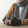 Fair Trade Knit Wool Lined Mitten Fingerless Gloves, thumbnail 6 of 12
