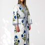 White And Blue Flower Print Cotton Dressing Gown Kimono, thumbnail 4 of 9