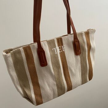 Personalised Stripe Tote Shoulder Beach Bag, 3 of 5
