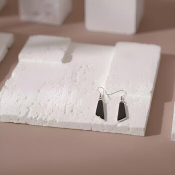 Handmade Sterling Silver Black Onyx Tapered Drop Earrings, 5 of 5