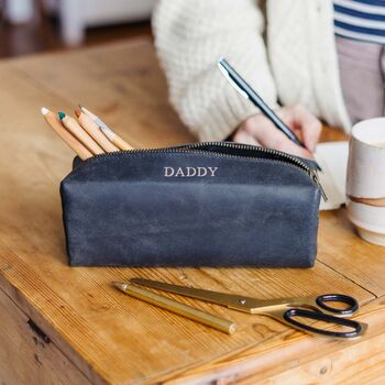 Personalised Buffalo Leather Square Pencil Case, 6 of 11