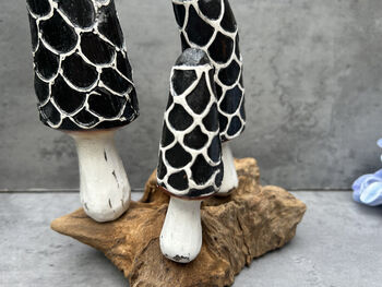 Hand Carved Teak Root Wooden Mushroom Statue Home Gift, 6 of 11