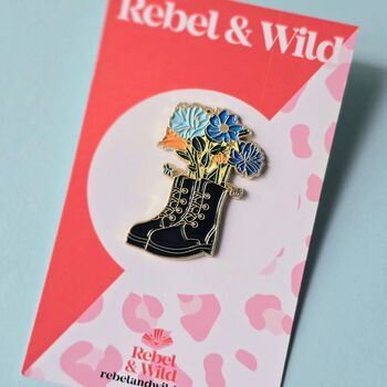 Floral Boots Enamel Pin Badge, 2 of 4