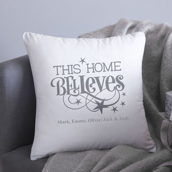 This Home Believes Personalised Cushion, 4 of 4