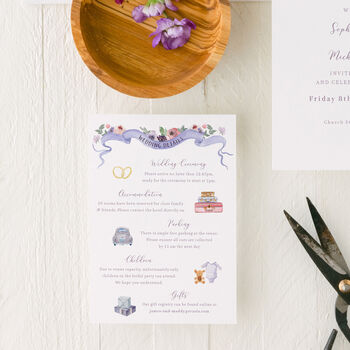 Lavender Wedding Invitations With Venue Illustration, 3 of 7