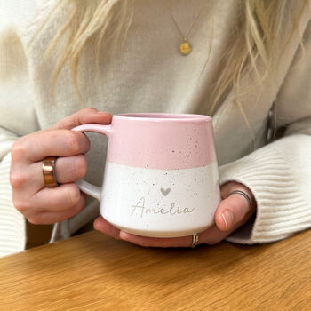 Tiny Heart Personalised Dipped Stoneware Tea/Coffee Mug Love Gift, 2 of 10