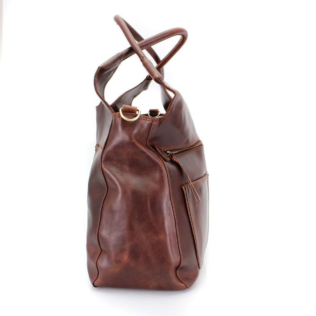 brown leather holdall womens