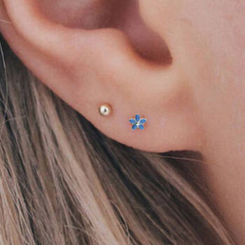 Tiny Forget Me Not Stud Earrings In Sterling Silver, 7 of 12