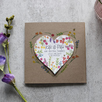Save The Date Wildflower Seed Heart Card, 3 of 5