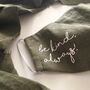'Be Kind' Hand Printed Silk Lined Linen Face Mask, thumbnail 2 of 12