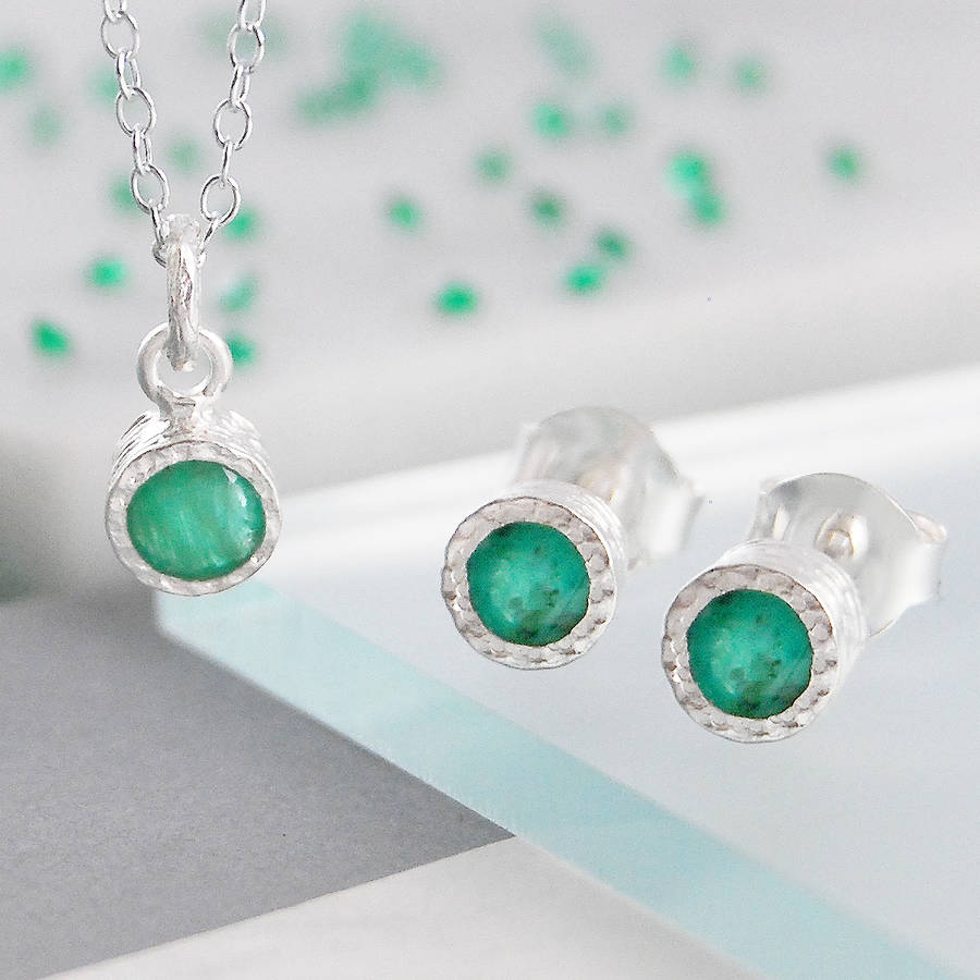 Emerald May Birthstone Sterling Silver Necklace By Embers