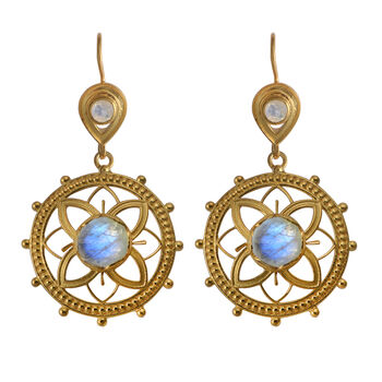 Moonstone Gold Plated Dangle Earrings, 3 of 3