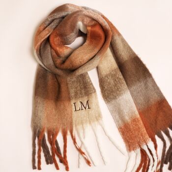 Personalised Brown Check Winter Scarf, 3 of 5