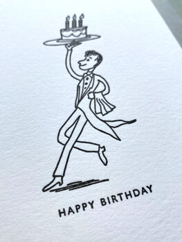 Cake Waiter Luxury Hand Printed Letterpress Birthday Card, 3 of 4