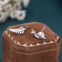 Sterling Silver Mismatched Snail And Fern Leaf Stud Earrings, thumbnail 5 of 10