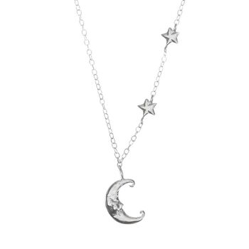Crescent Moon And Stars Necklace, 2 of 4