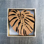 Wooden Drinks Coasters With Monstera Leaf Design, thumbnail 2 of 6