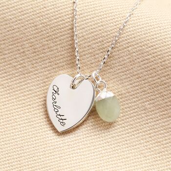Personalised Heart And Bail Or Star Birthstone Charm Necklace, 3 of 9
