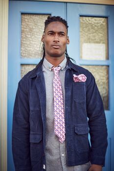 Mens Pink, White And Blue Lightning Bolt Pocket Square, 2 of 5