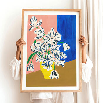 Colourful Flower Wall Art | Hand Painted Floral Print, 3 of 12