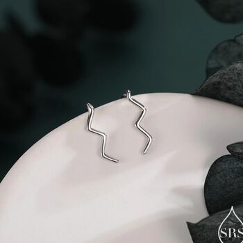 Zigzag Wave Crawler Earrings Sterling Silver, 2 of 11