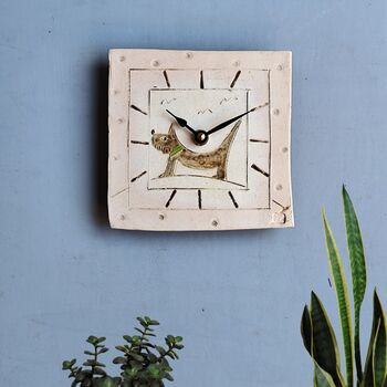 Ceramic Wall Clock Brown Dog, 2 of 7