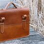 Handcrafted Tan Leather Laptop Bag Gift For Him, thumbnail 2 of 10