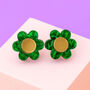 Daisy Flower Stud In Green Pearl, thumbnail 2 of 4