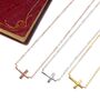 Sideway Cross Necklace Rose Or Gold Plated 925 Silver, thumbnail 3 of 9