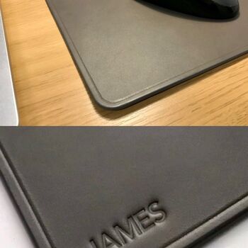 Personalised Leather Desk Mouse Mat, Grey, 2 of 11