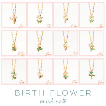 Cut Out Enamelled Birth Flower Necklace In A Gift Box, 6 of 11