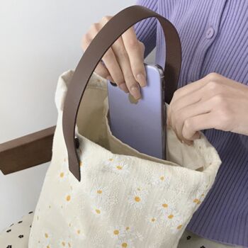 Daisy Picnic Handbag Faux Leather Handle Lunch Bag, 2 of 5