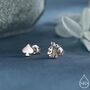 Mismatched Card Suit Spade With King Stud Earrings In Sterling Silver, thumbnail 1 of 12