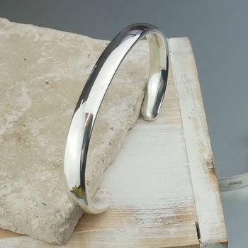 Mens' Curved Solid Silver Open Cuff Bracelet, 3 of 11