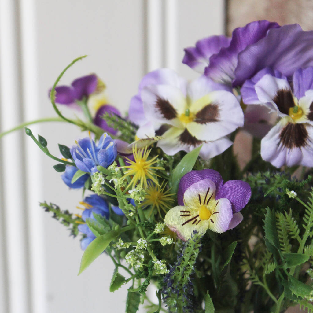 Artificial Purple Flower Arrangement And Vase By Lime Tree London