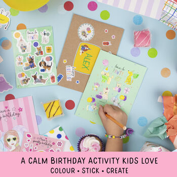 Kids Farm Birthday Card – Sticker And Colouring Activity Gift, 3 of 8