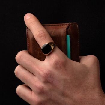 Engravable Gold Black Onyx Signet Ring, 12 of 12