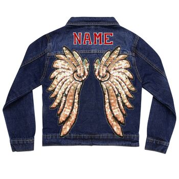 Personalised Kids Denim Jacket With Sequin Wings, 9 of 9