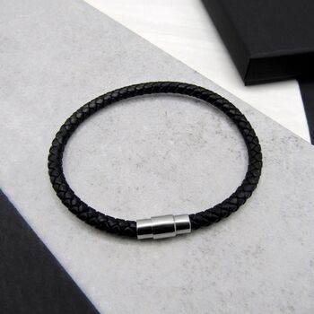 Men's Single And Double Strand Woven Leather Bracelet, 2 of 6