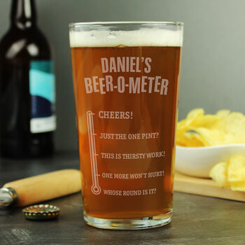 Personalised Beer O Meter Pint Glass, 2 of 2