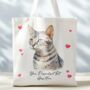 Personalised Tote Bag Cat With Love Hearts. 20 Different Breeds, thumbnail 5 of 12